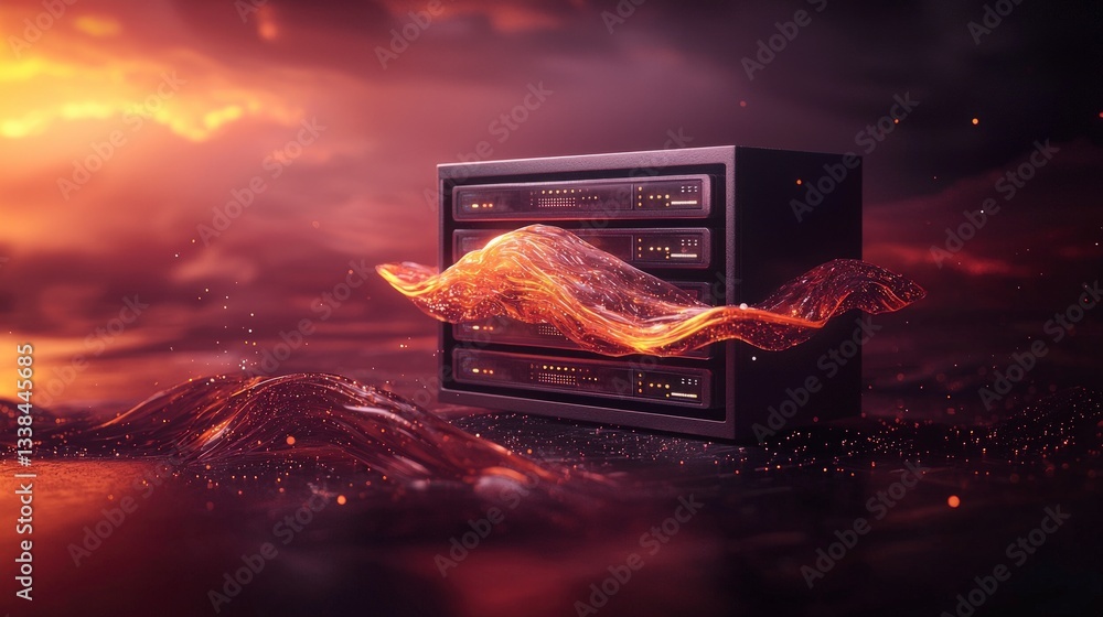 Poster sleek cloud server data flow abstract digital technology concept