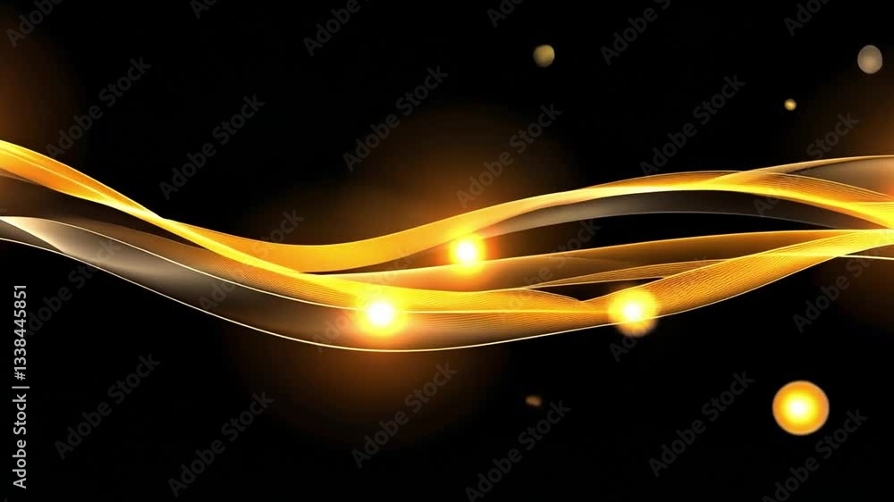 Poster elegant abstract golden wave design glowing light orbs and patterns in motion create mesmerizing bac