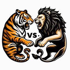 tiger and lion vector illustration