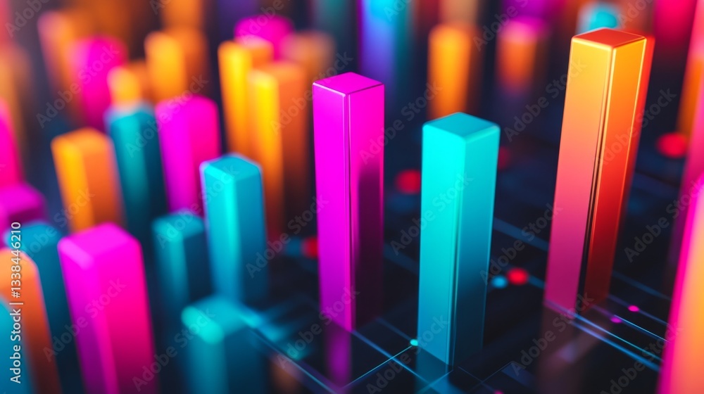 Aufkleber a colorful d financial bar graph showcasing sales data over time, with animated effects on the bars,