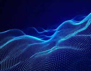 Abstract blue background of points. Cyber particles. Big data stream