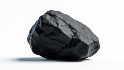 black stone lies on a white background