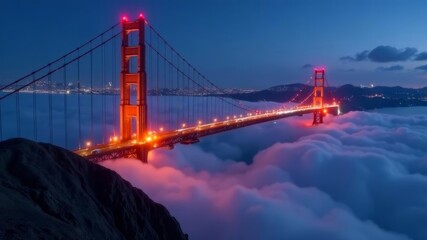 Fototapeta premium bridge in the clouds at night