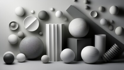 Abstract composition of geometric objects in a monochromatic setting