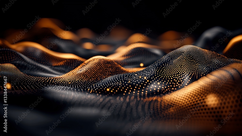 Poster abstract ai network golden data wave digital technology background