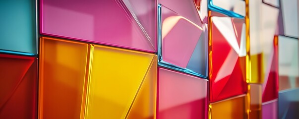 Colorful plexiglass panels creating vibrant abstract design
