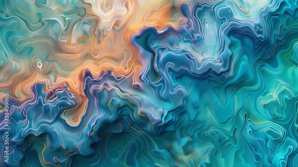 Poster an abstract background with a swirling pattern in blue and orange.