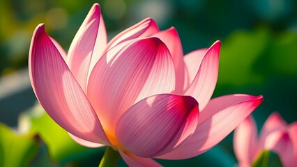 Fototapeta premium Beautiful and elegant pink lotus flower, symbolizing purity and tranquility. Perfect for decoration, photography, and meditation