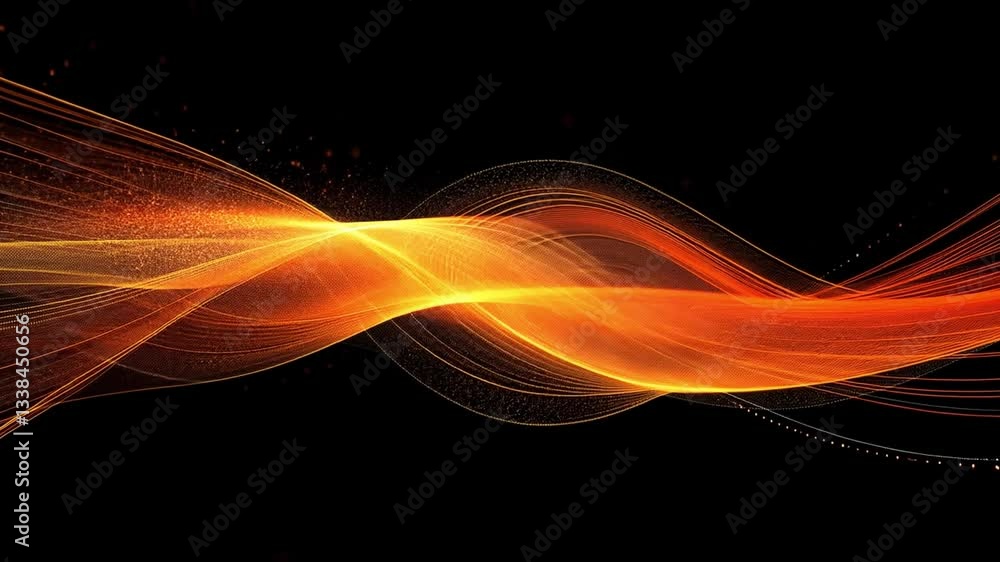 Poster vibrant abstract orange and gold wave patterns dynamic energy and motion in digital design backgroun