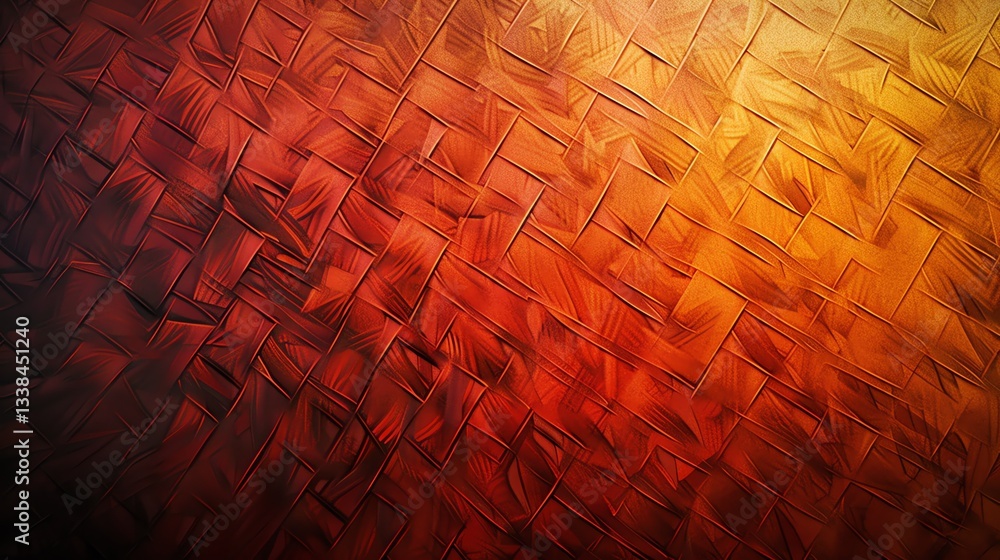Poster abstract background with red, orange, and yellow color scheme, and a grid pattern.