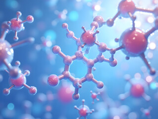 Cosmetic moisturizing water molecular essence liquid bubble background 3d rendering