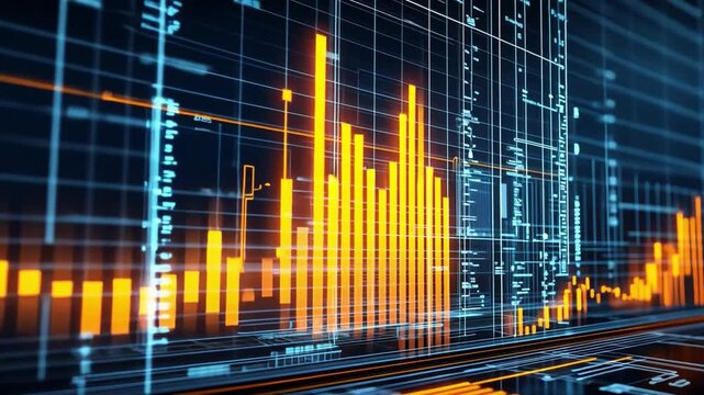 Dynamic Digital Data Visualization An Abstract Analysis of Glowing Graphs and Statistics in Technology Driven Backgrounds