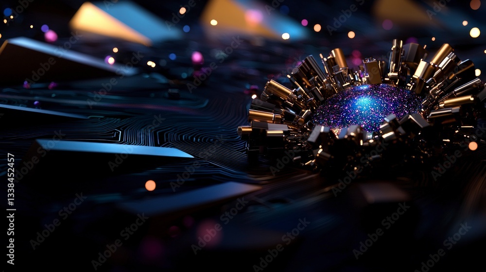 Poster futuristic ai quantum computing abstract digital sphere