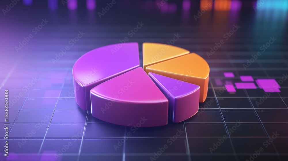 Poster A creative D pie chart with animated effects, displaying vibrant colors and smooth transitions between segments, emphasizing the dynamic nature of financial analysis.
