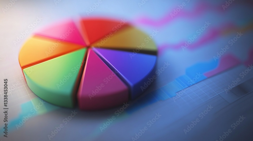 Aufkleber a creative financial graph with a pie chart overlaying a line graph, showcasing different aspects of