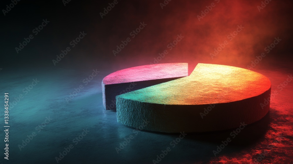 Aufkleber a detailed d pie chart illustrating market share distribution, with textured segments and a light re