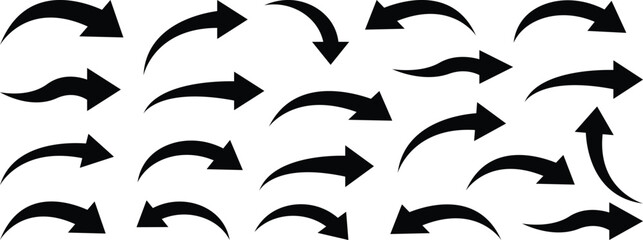 Curved arrow. Simple wavy line curved arrow isolated