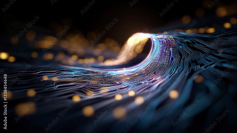 Poster futuristic circuitry abstract digital wave tech background