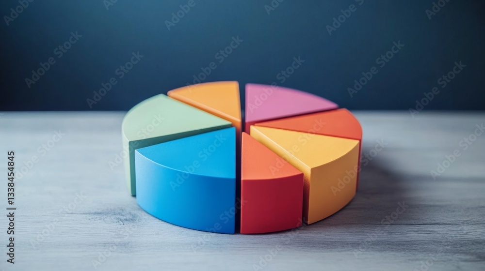 Aufkleber a dynamic d pie chart with swirling segments, creating an engaging visual that represents changing m