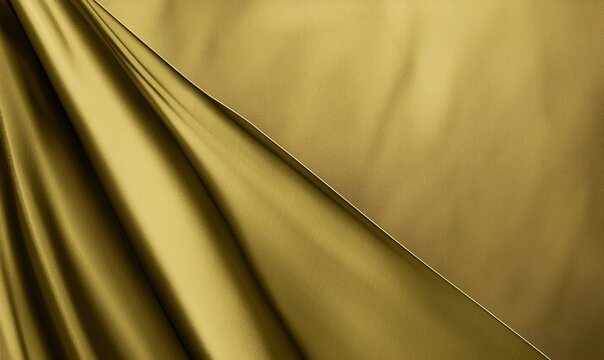 Luxurious gold fabric drapes elegantly, showcasing a smooth texture. A diagonal line separates folded and unwrinkled sections