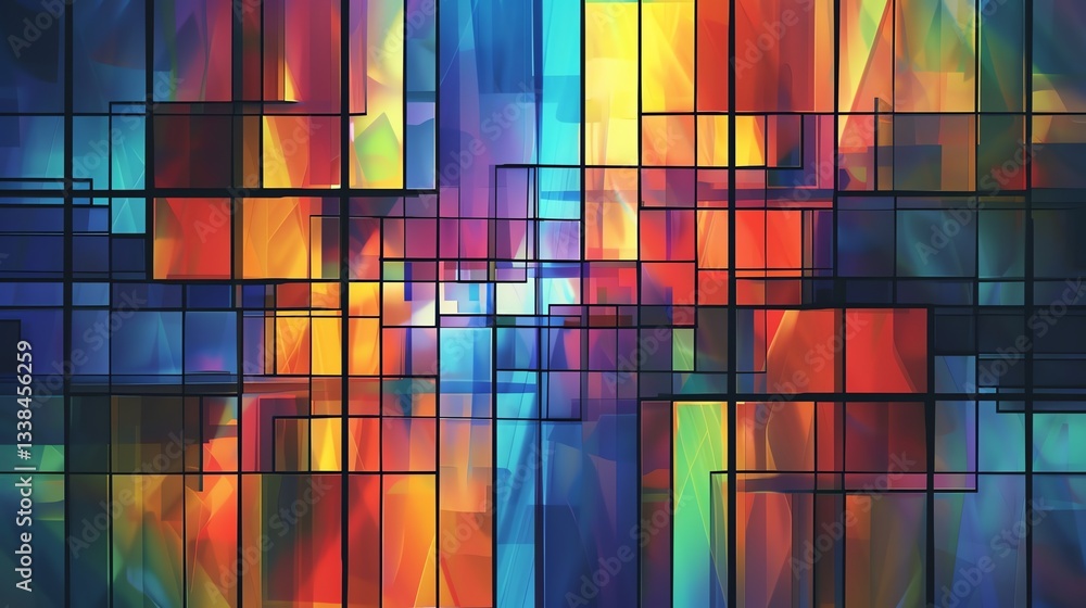 Poster abstract geometric background with a stained glass window effect.