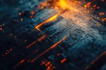 A close-up view of a city street at night with bright lights and urban atmosphere