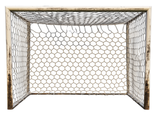  Old Rustic Soccer Goal, Weathered Wooden Frame, Wire Mesh Net, Isolated on White Background, Minimalist Sports Equipment, Vintage Football PNG file isolated on transparent background ,cut out, 