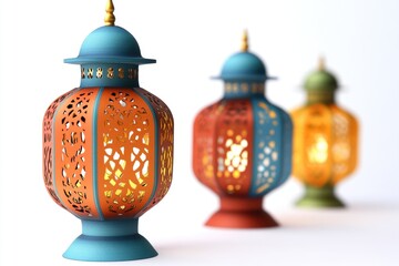 A collection of vibrant lanterns arranged on a table, perfect for events and celebrations