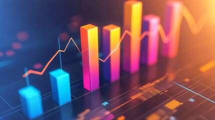 A modern bar graph displaying quarterly revenue growth, with vibrant bars and an elegant layout, symbolizing success in business finance.