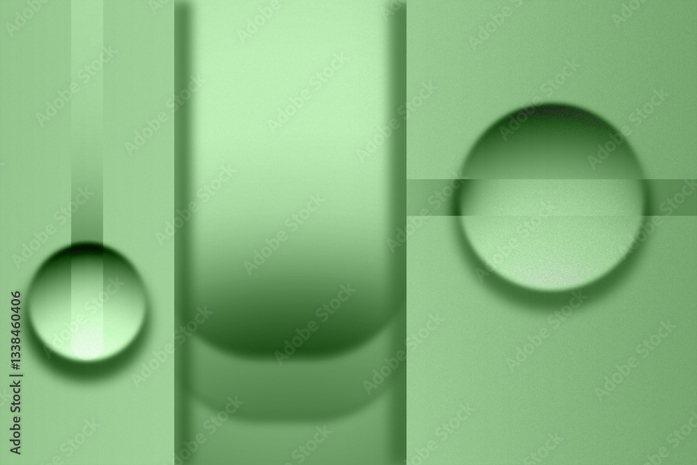 Wall mural green abstract background with geometric shapes, light gradient, noise texture for elegant and moder