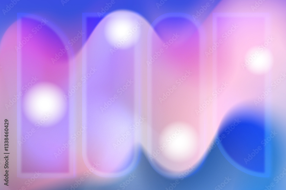 Wall mural soft and colorful abstract background with rounded geometric shapes, light pastel gradient, noise te