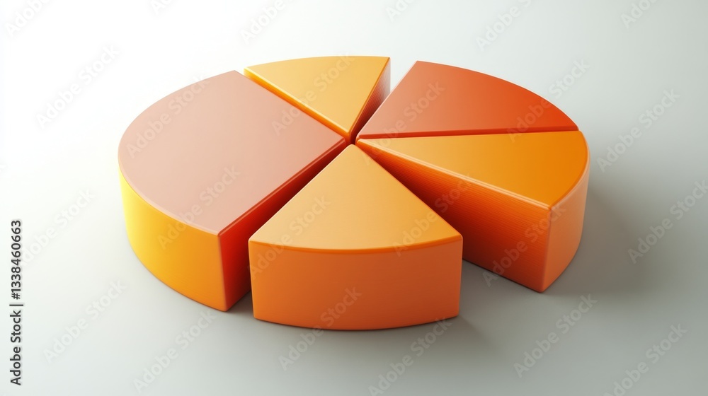 Aufkleber a professional d pie chart illustrating sales distribution, featuring detailed textures on each slic