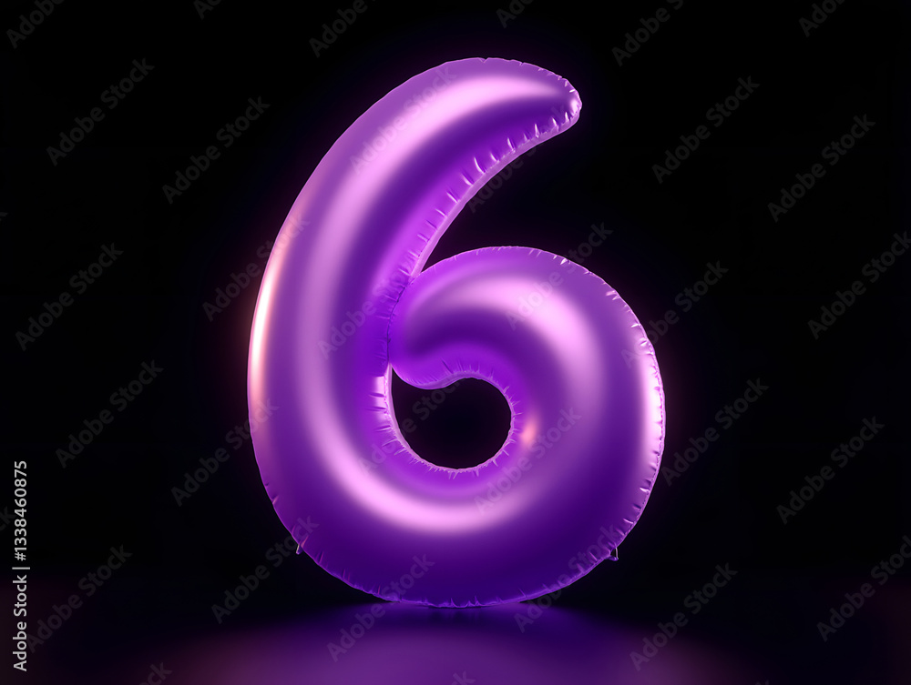 Aufkleber 3d rendering number font 6, countdown concept of number 6