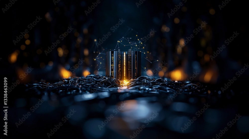 Poster futuristic ai data fortress cyber security network technology