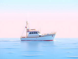 National Day holiday departure travel cartoon luxury ship transport illustration