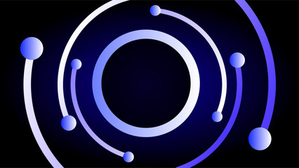 Spinning blue joint outline circles creative abstract background
