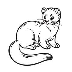 Doodle Vector Illustration of a Marten in Cartoon Style. Isolated on white background. A minimalistic nature icon. Perfect for children's books, educational materials, and eco-friendly projects.