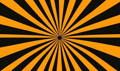 Radiant burst of gold rays emanating from a central point, set against a deep black background. Striking and graphic