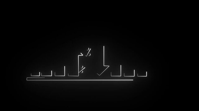 neon glowing white infographic Graph going Up and Down sign with % Flat design aanimation concept of sales bar chartsymbol icon with arrow moving down.