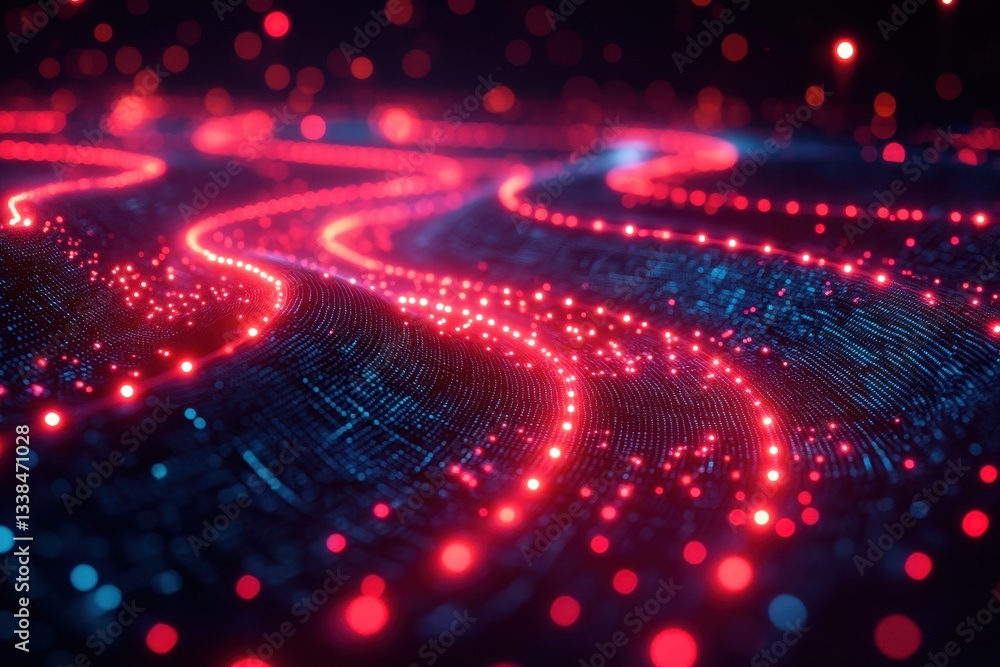Poster bright swirling patterns of light and color create an abstract visual experience in a digital landsc
