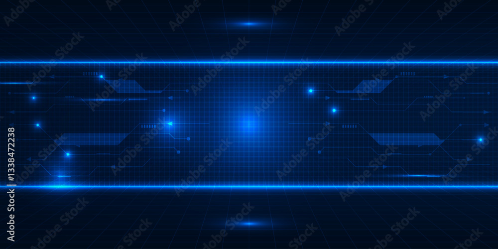 Poster abstract futuristic digital technology background and digital circuit communications for hi tech adv