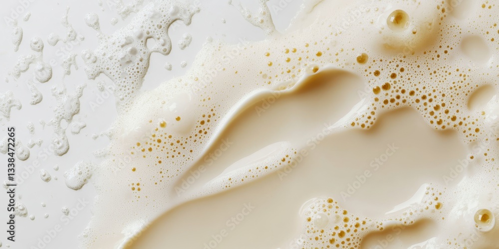 Poster milk spill: capturing the texture and movement of spilled milk, creating a visually appealing and ab