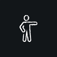Person points chalk icon. Vector isolated black illustration.