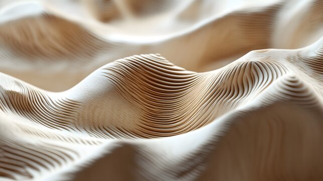 Parametric wooden surface creating a wavy landscape with organic lines