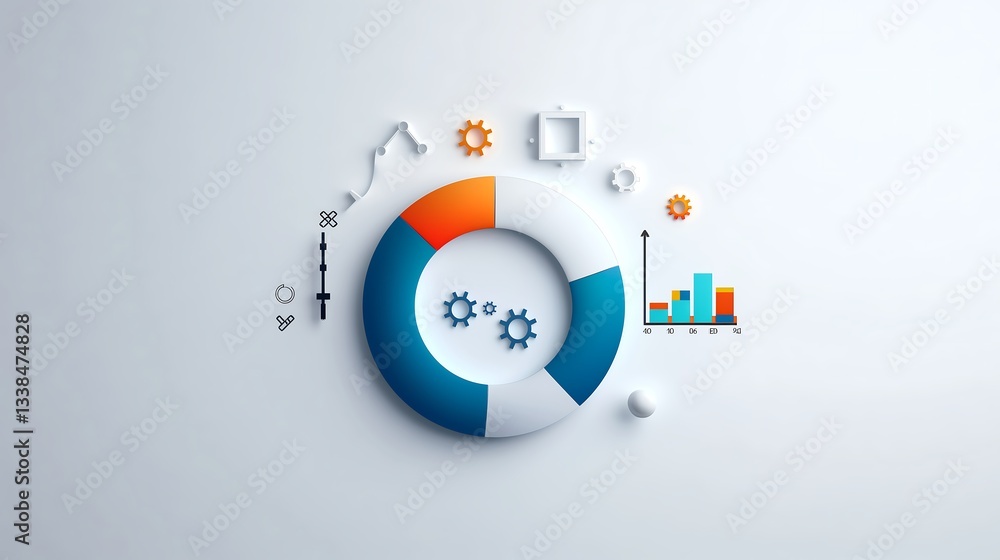 Canvas Prints business data statistics info graphics, pie charts, bar graphs, and numerical data, business growth 