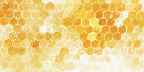 Golden Honeycomb: A close-up view of a golden honeycomb with its intricate hexagonal pattern, evoking feelings of natural sweetness, the essence of bees and their industrious creation. 