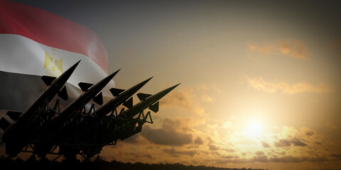 Flag of Egypt and missiles - defense concept - 3D illustration