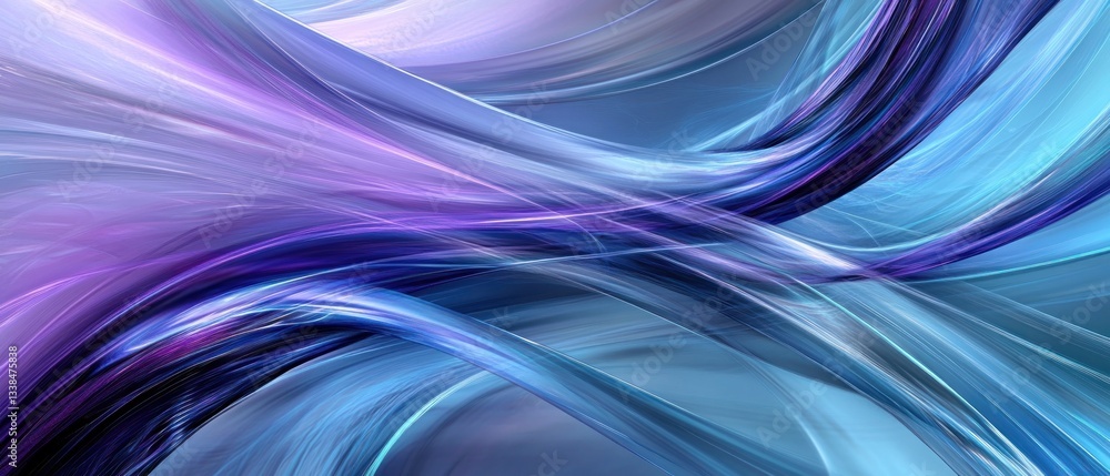 Poster abstract flowing lines in shades of blue and purple, creating a dynamic background