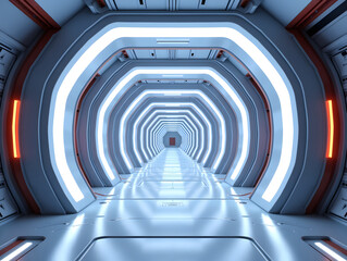 Obraz premium Abstract technological 3D space station background, modern sci-fi 3D space concept scene illustration