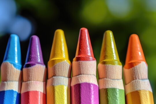A collection of colorful crayons in a compact space, ideal for art supplies or marketing materials
